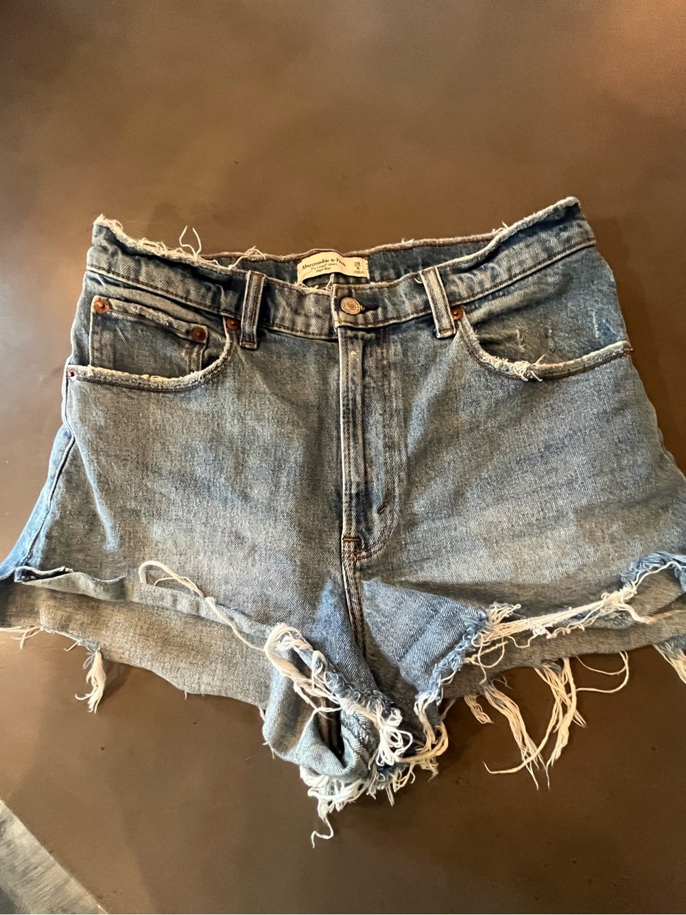 Abercrombie & Fitch Distressed Light Blue Denim Shorts - Picture 1 of 3